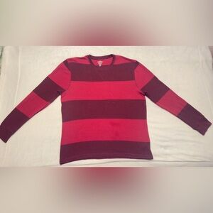 Red and Maroon Striped Men's knit Sweater